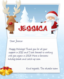 Image of Business Christmas Holidays eCard with Reindeer and Santa